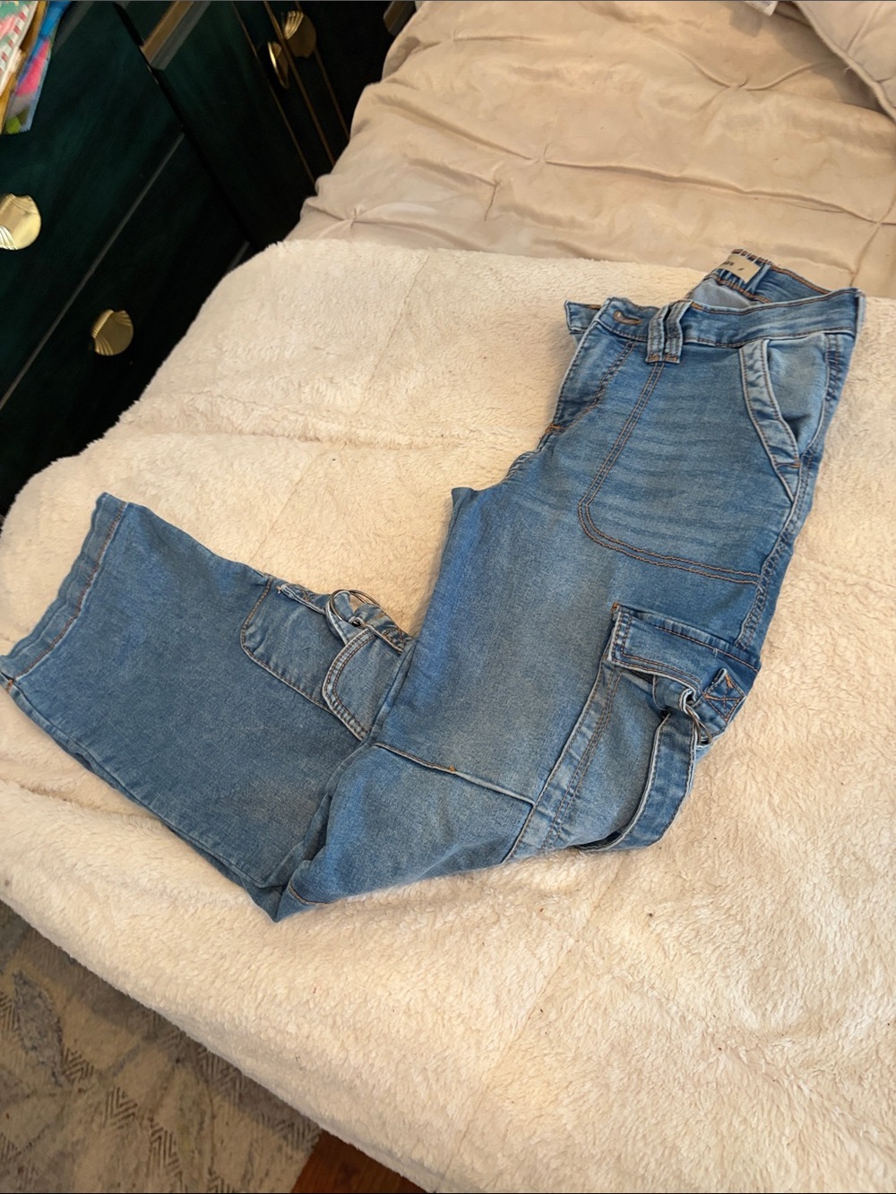 Women’s Light Blue Cargo Denim Jeans